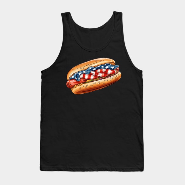 4th of July Hot Dog Tank Top by Chromatic Fusion Studio